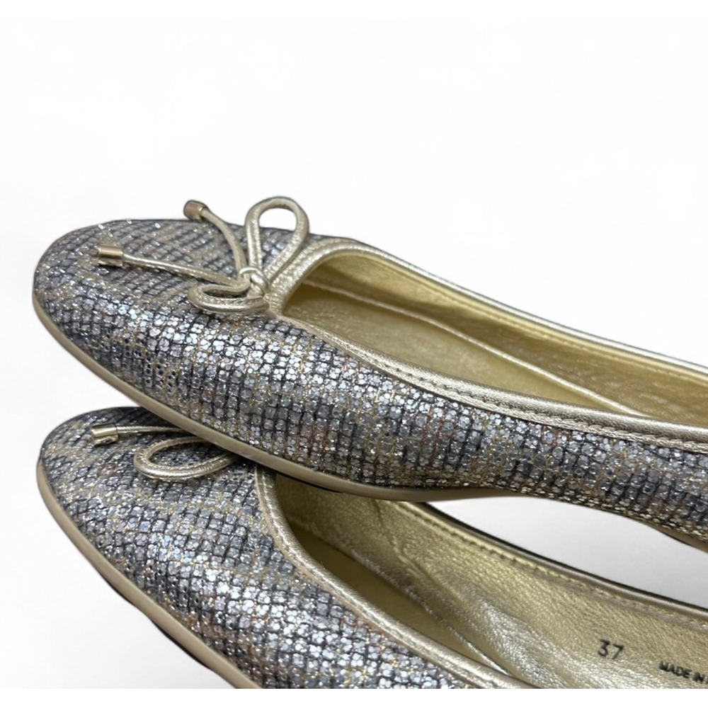 Jimmy Choo Leopard Gold Silver Glitter Ballet Bow Flat Two Tone Women's 37 US 7 - Picture 8 of 8